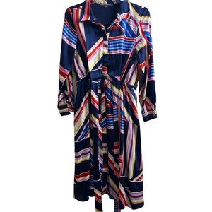 Julia Jordan Dress Multi Stripe Button Down Size 14